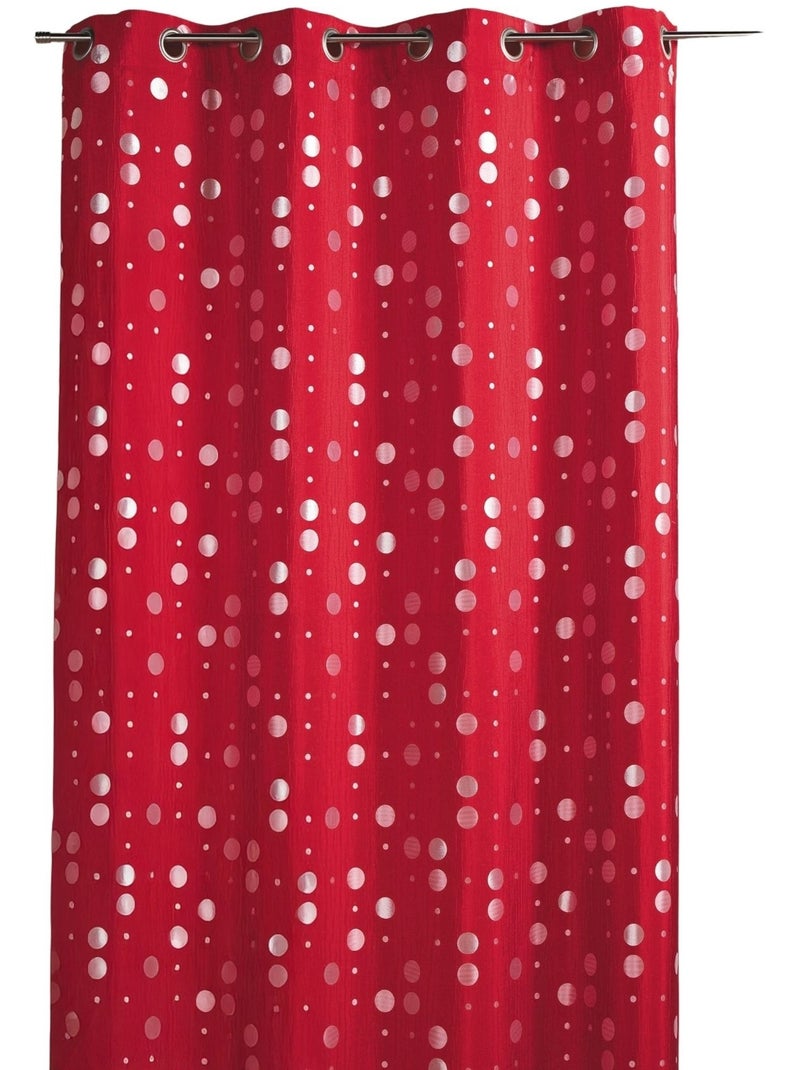 Cortina em jacquard amarrotado com motivos circulares Vermelho tijolo - Kiabi
