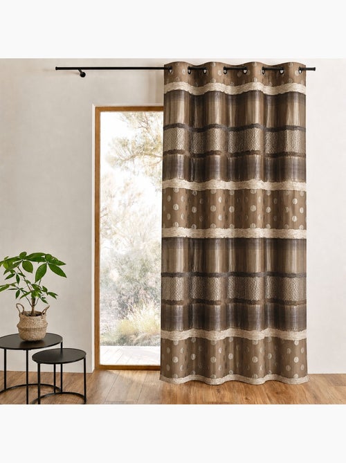 Cortina em jacquard com bolinhas e riscas - Kiabi