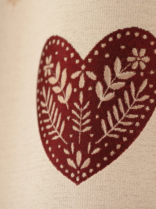 Cortina em jacquard com ilhós e motivos em coração - Kiabi