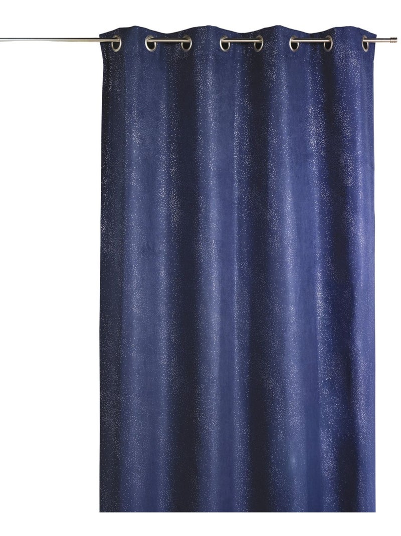 Cortina em suédine estampada com reflexos prateados Azul - Kiabi