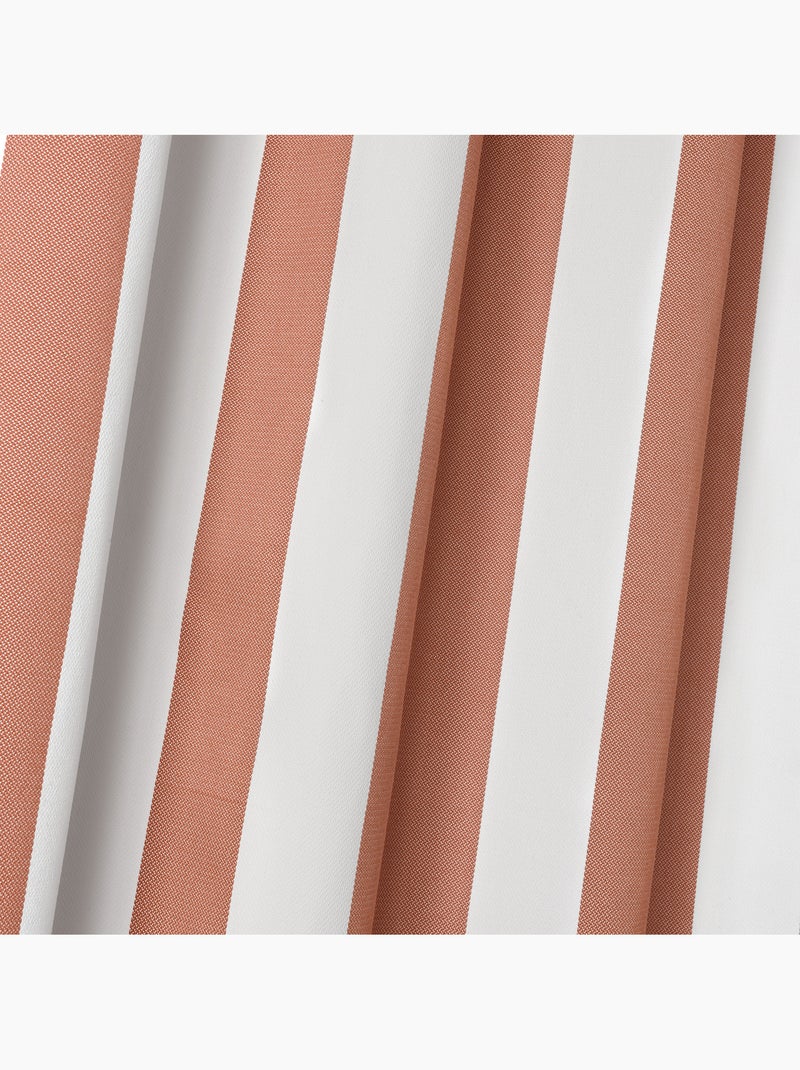 Cortina exterior com ilhós às riscas e repelente de água Laranja-coral - Kiabi