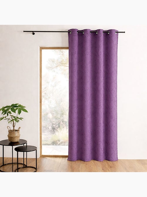 Cortina geométrica em jacquard com ilhós - Kiabi
