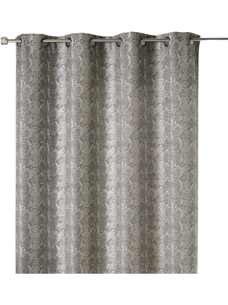 Cortina grossa em jacquard com padrão de cobra Cinza claro - Kiabi
