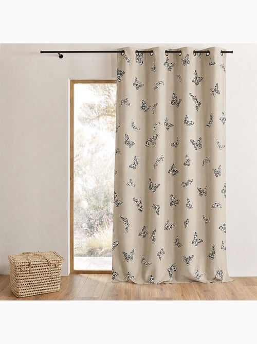 Cortina jacquard com estampado de borboletas - Kiabi