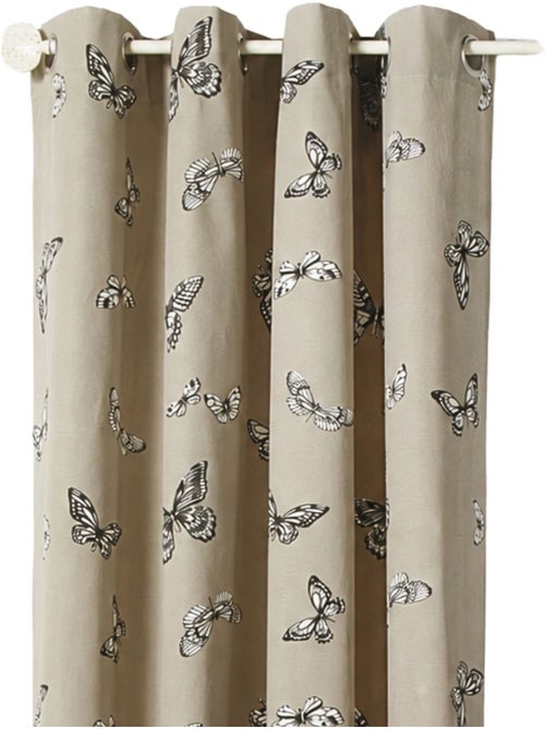 Cortina jacquard com estampado de borboletas - Kiabi