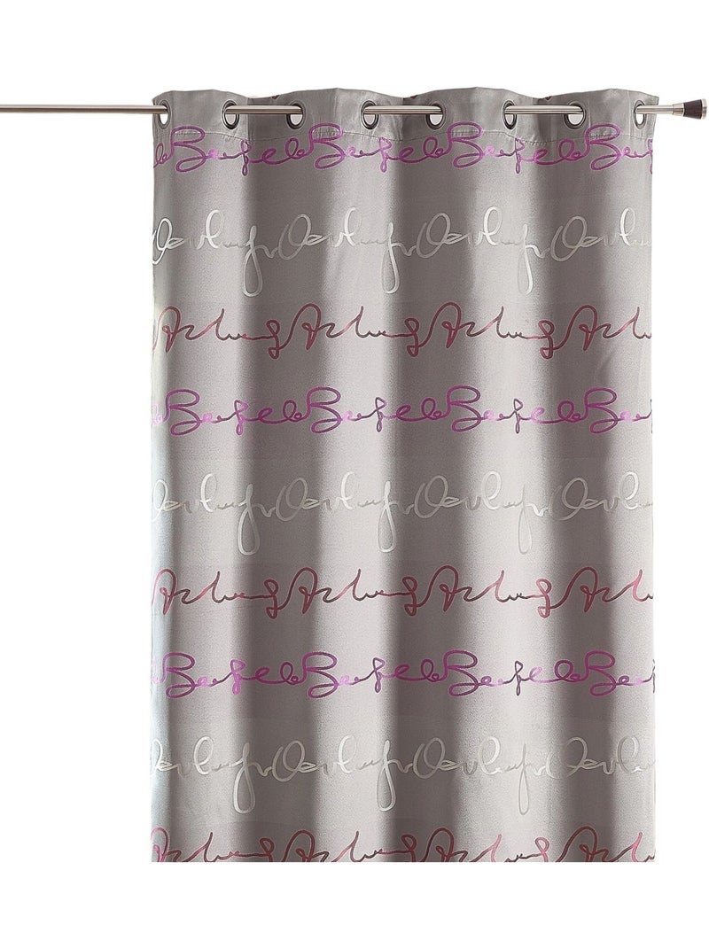 Cortina jacquard com estampados de letras Cinza claro - Kiabi