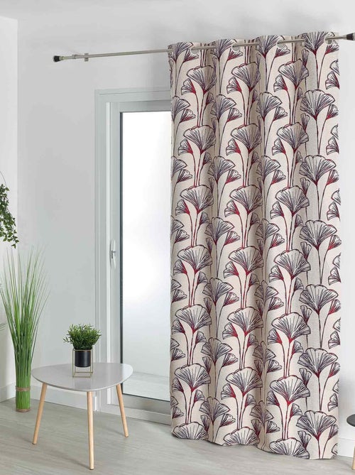Cortina jacquard com flores de gingko - Kiabi