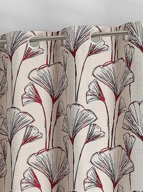 Cortina jacquard com flores de gingko - Kiabi