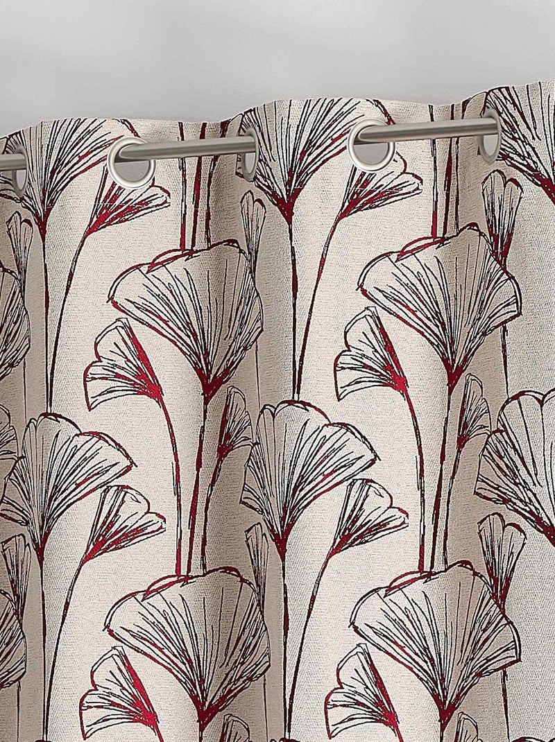 Cortina jacquard com flores de gingko Bordô - Kiabi