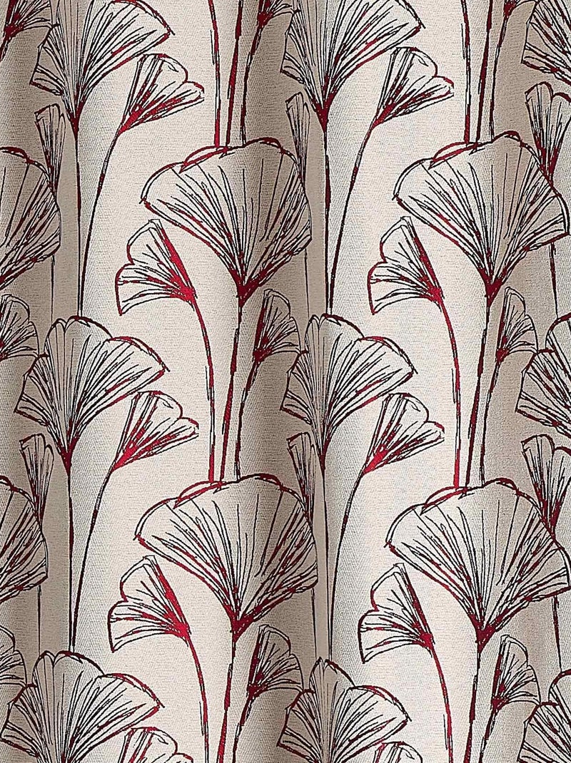 Cortina jacquard com flores de gingko Bordô - Kiabi