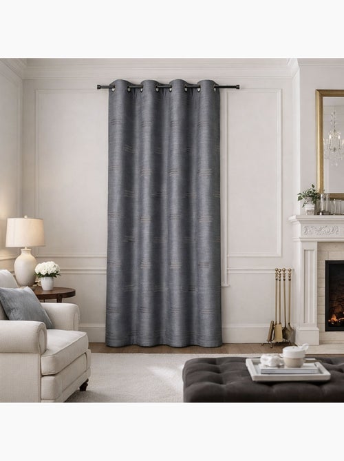 Cortina jacquard com formas geométricas e ilhós - Kiabi