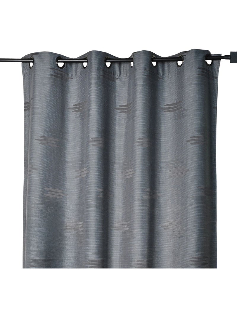 Cortina jacquard com formas geométricas e ilhós Cinza antracite - Kiabi