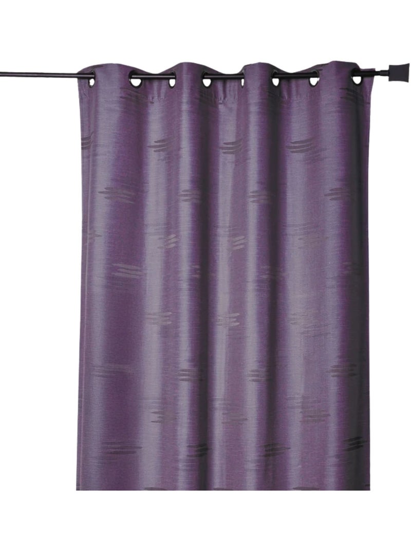 Cortina jacquard com formas geométricas e ilhós Roxo ameixa - Kiabi