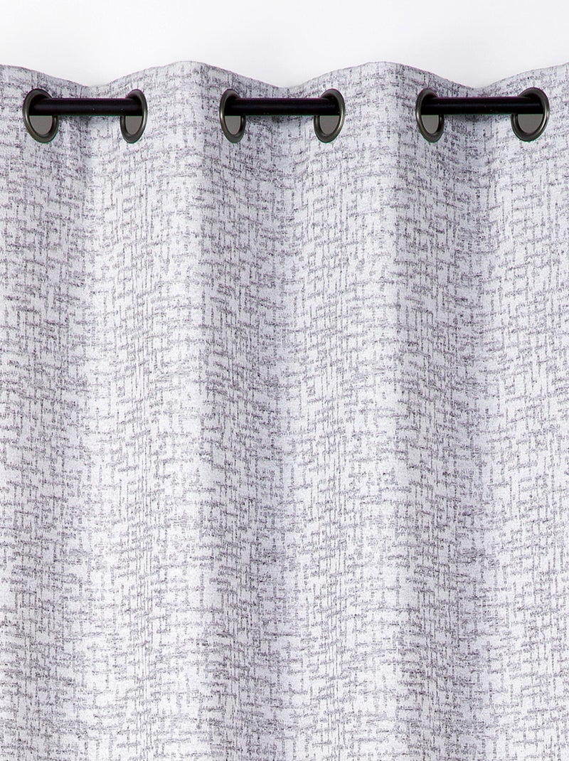 Cortina jacquard com ilhós efeito tweed Azul - Kiabi