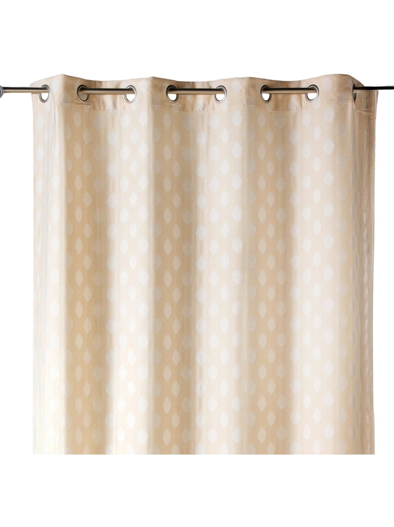 Cortina jacquard com motivos arredondados, de peso Marfim - Kiabi