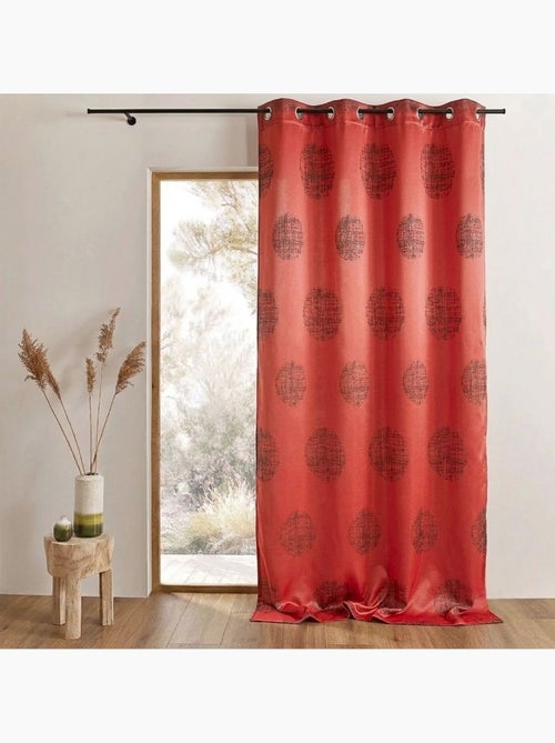 Cortina jacquard com motivos redondos em tons misturados - Kiabi