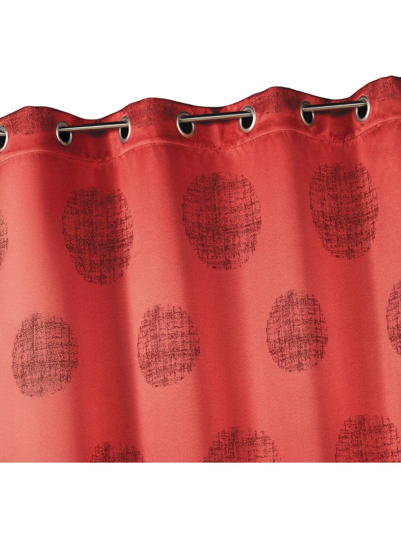 Cortina jacquard com motivos redondos em tons misturados Vermelho tijolo - Kiabi