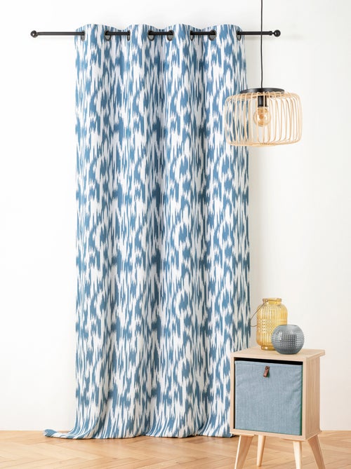 Cortina jacquard com padrão ikat em fios reciclados - Kiabi