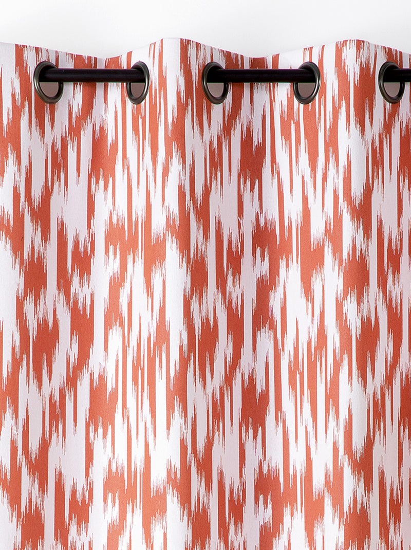 Cortina jacquard com padrão ikat em fios reciclados Terracota - Kiabi