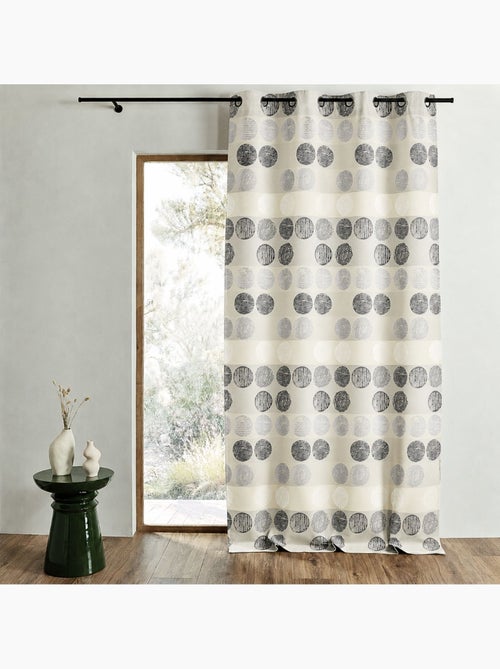Cortina jacquard com riscas horizontais e bolinhas - Kiabi