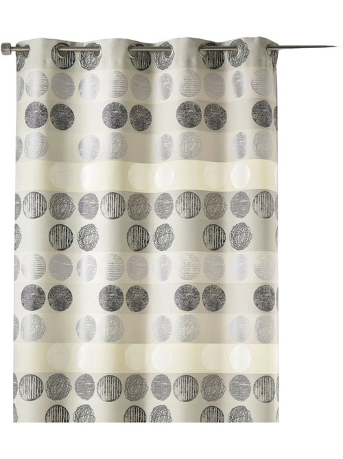 Cortina jacquard com riscas horizontais e bolinhas - Kiabi