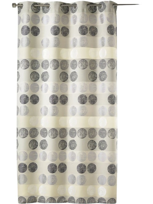 Cortina jacquard com riscas horizontais e bolinhas - Kiabi
