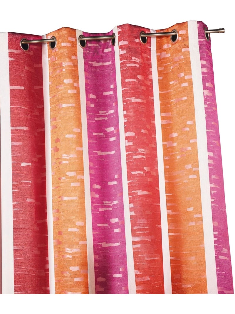 Cortina jacquard com riscas verticais coloridas Bordô - Kiabi