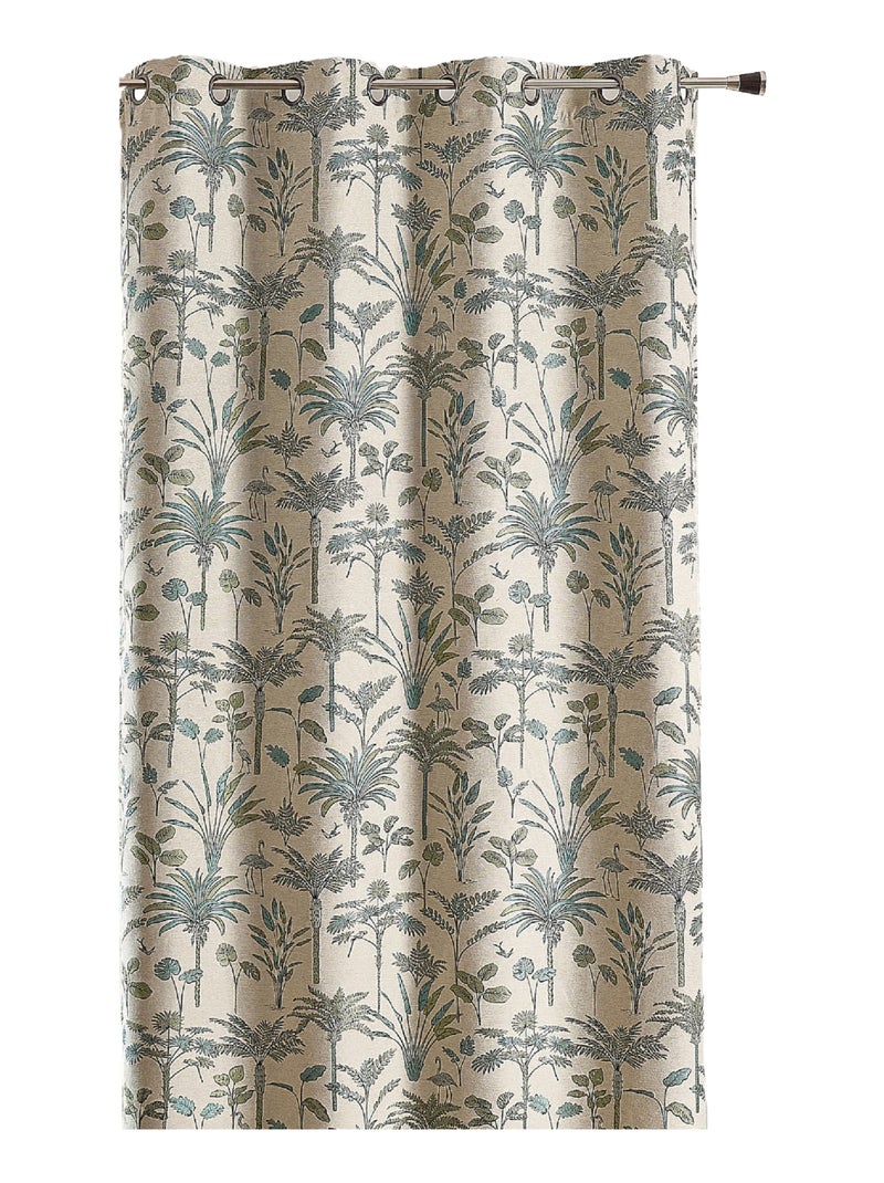 Cortina jacquard de palmeiras exóticas Azul - Kiabi
