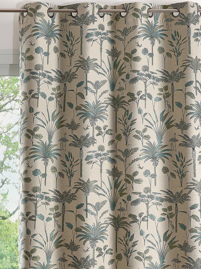 Cortina jacquard de palmeiras exóticas Azul - Kiabi