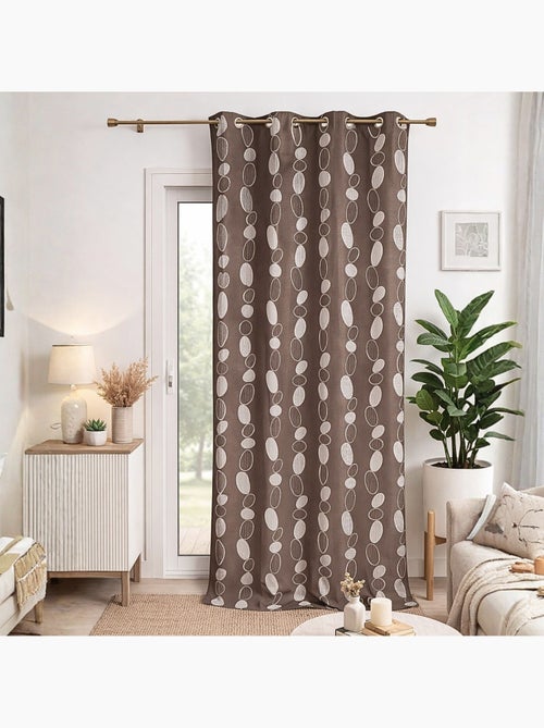 Cortina jacquard de seixos castanha - Kiabi