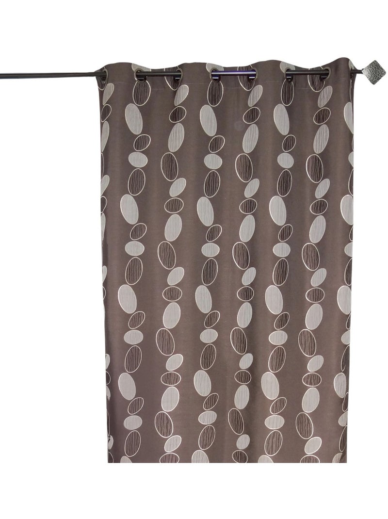 Cortina jacquard de seixos castanha Castanho-chocolate - Kiabi