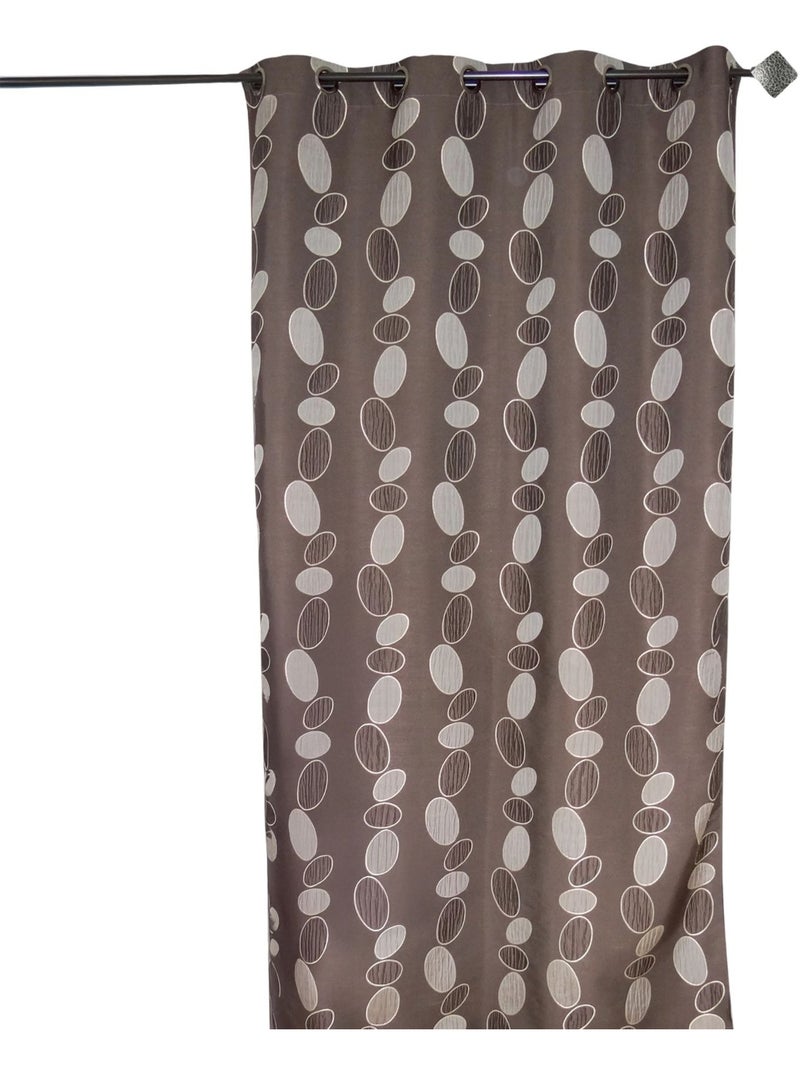 Cortina jacquard de seixos castanha Castanho-chocolate - Kiabi