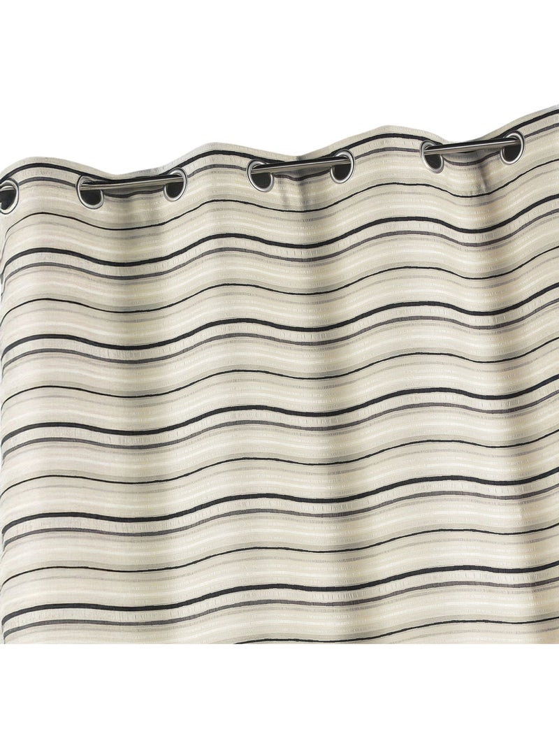 Cortina jacquard isolante com riscas finas Cinza claro - Kiabi
