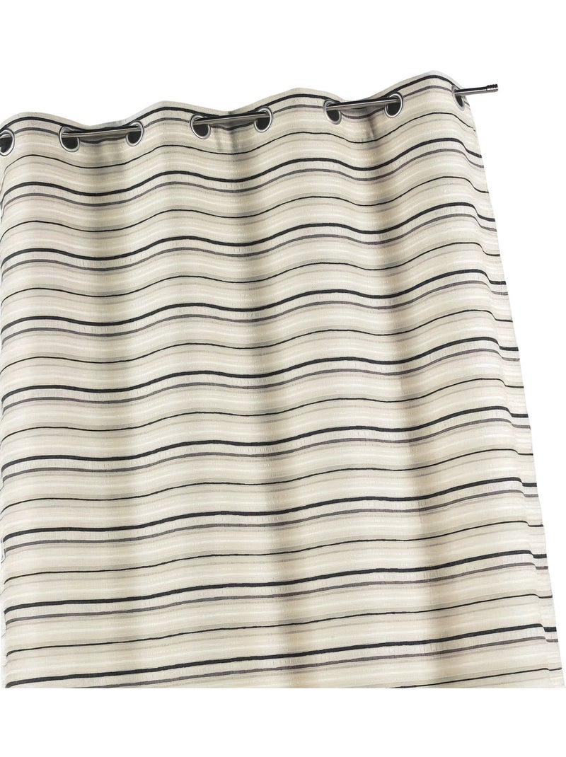 Cortina jacquard isolante com riscas finas Cinza claro - Kiabi