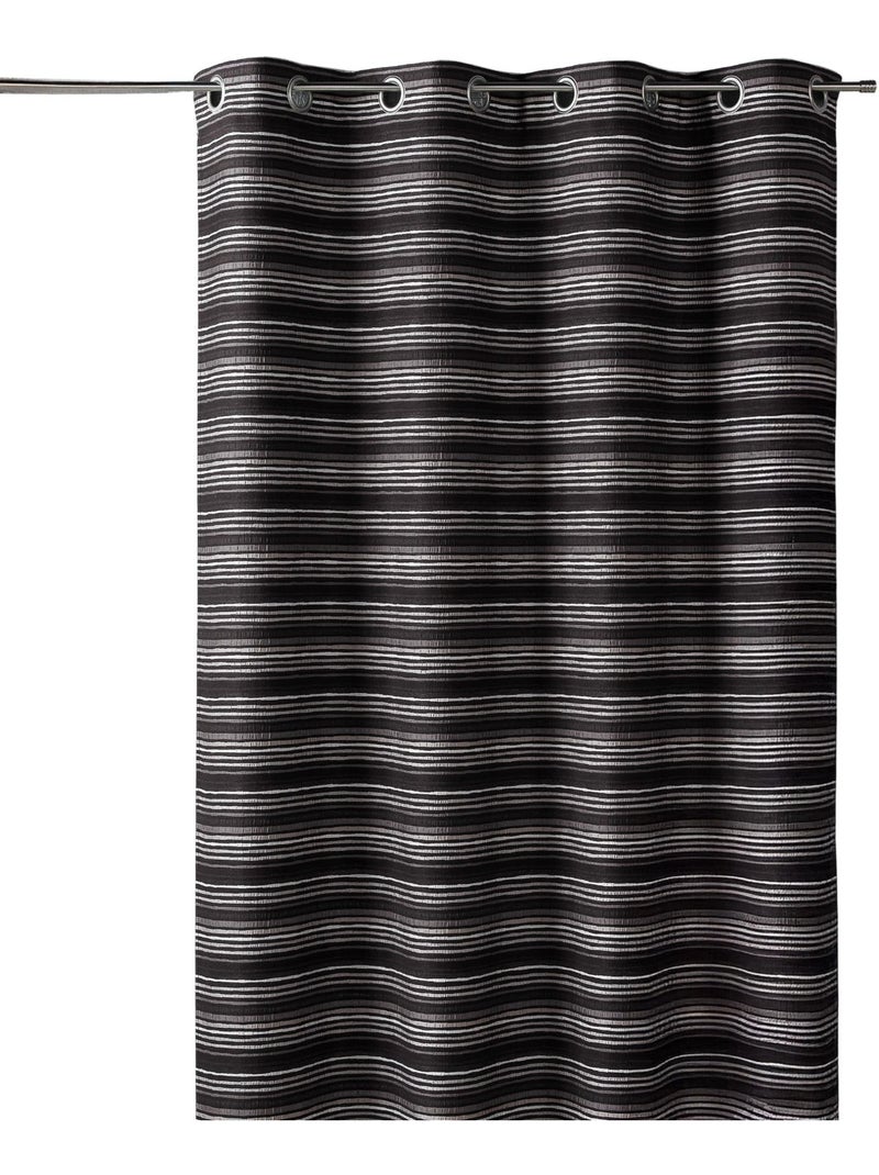 Cortina jacquard isolante com riscas finas Preto - Kiabi