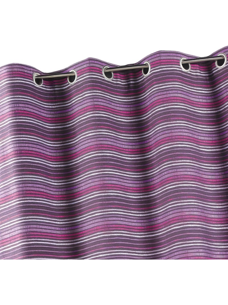 Cortina jacquard isolante com riscas finas Roxo ameixa - Kiabi
