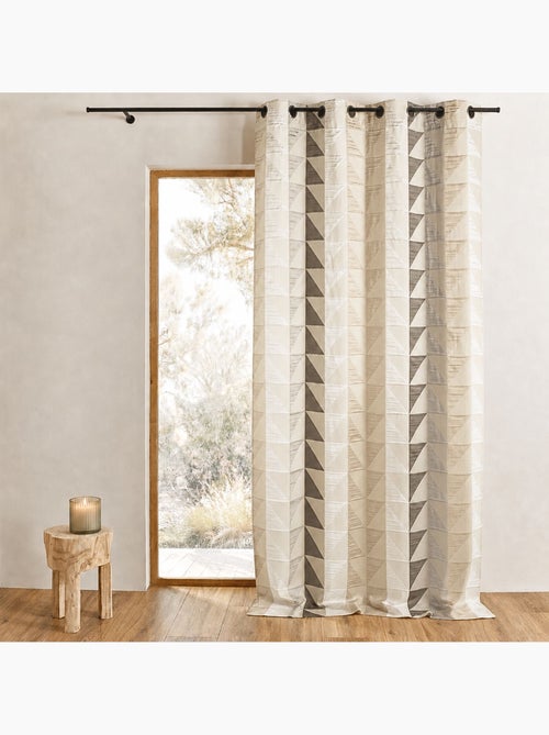 Cortina jacquard opaca com estampados triangulares - Kiabi
