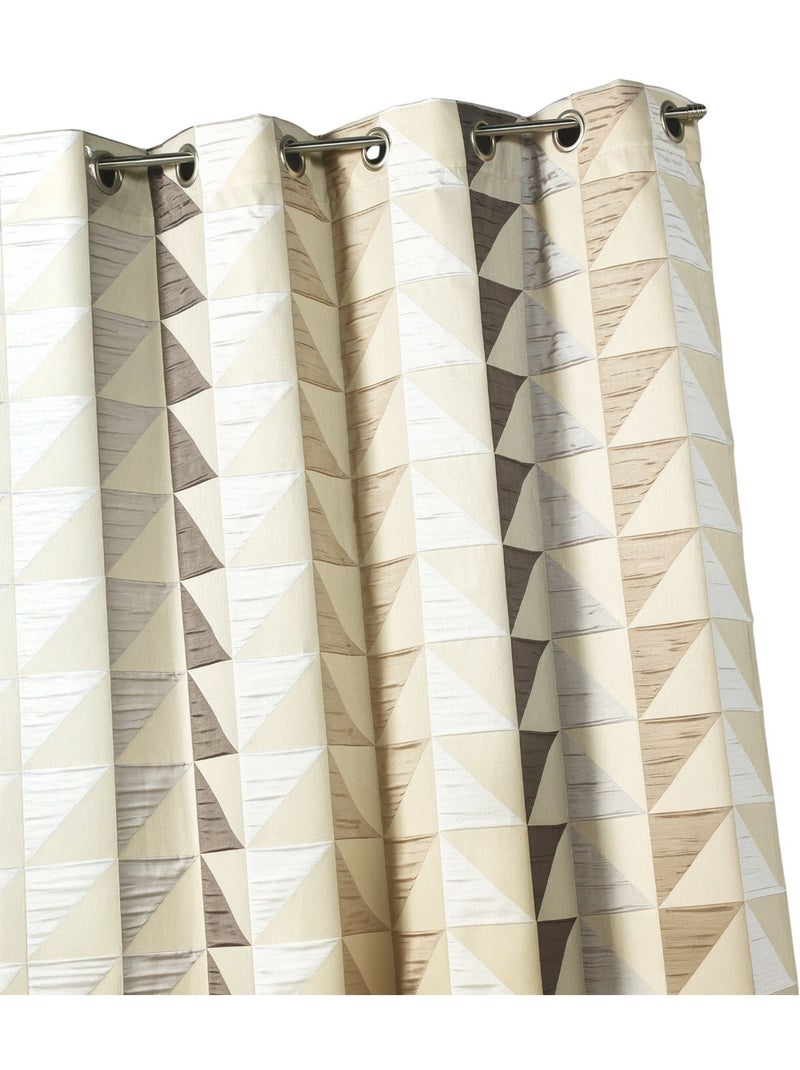 Cortina jacquard opaca com estampados triangulares Bege - Kiabi