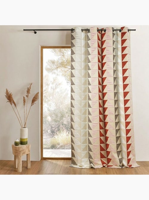 Cortina jacquard opaca com estampados triangulares - Kiabi
