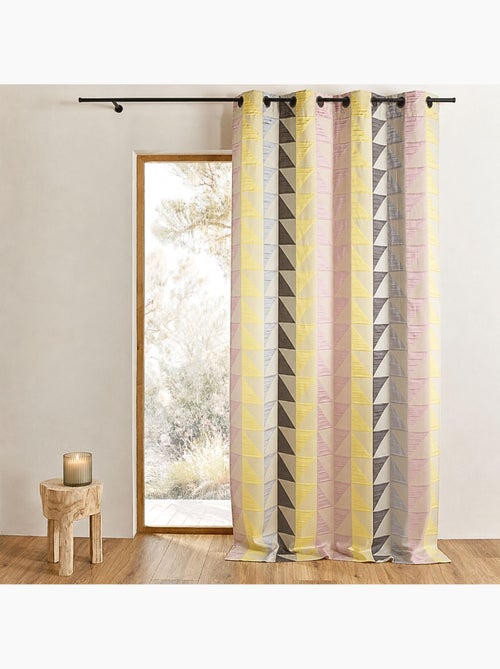 Cortina jacquard opaca com estampados triangulares - Kiabi