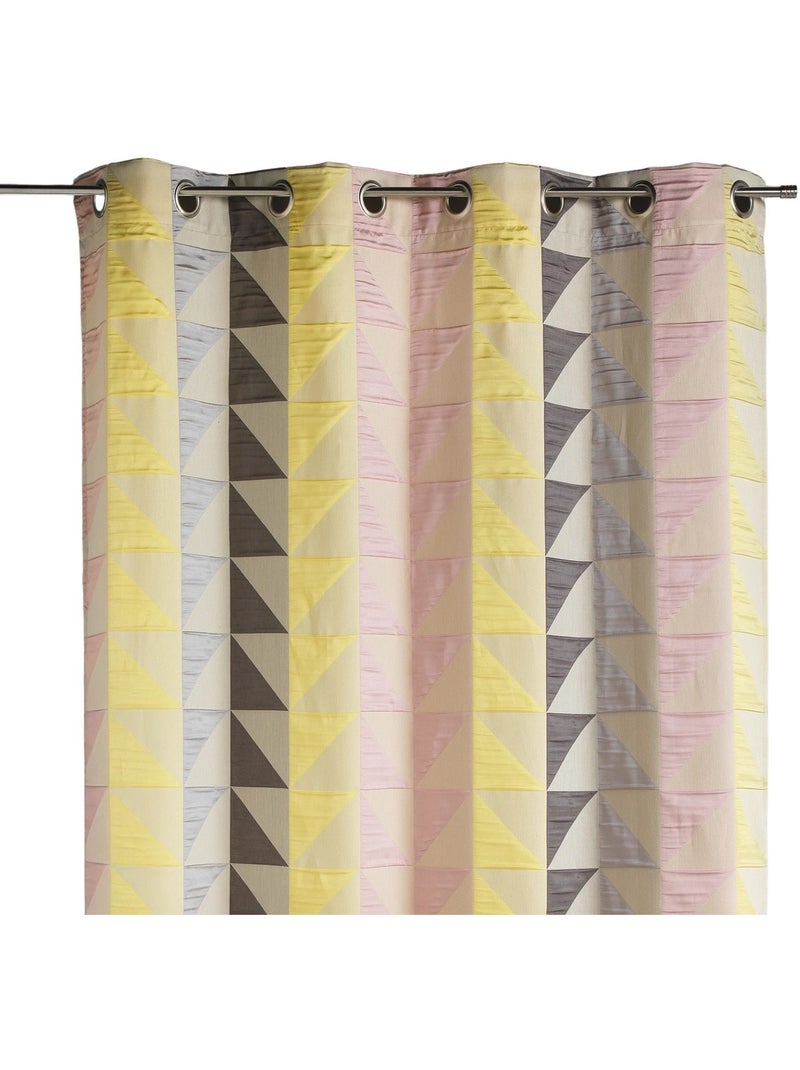 Cortina jacquard opaca com estampados triangulares Rosa pastel - Kiabi