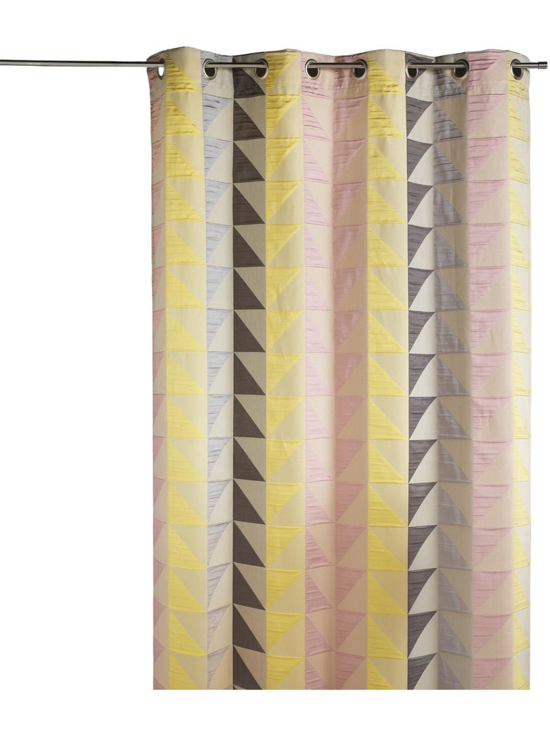 Cortina jacquard opaca com estampados triangulares Rosa pastel - Kiabi
