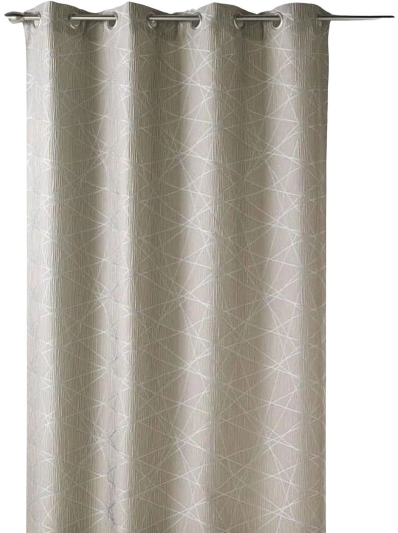 Cortina jacquard translúcida com motivos geométricos Bege - Kiabi