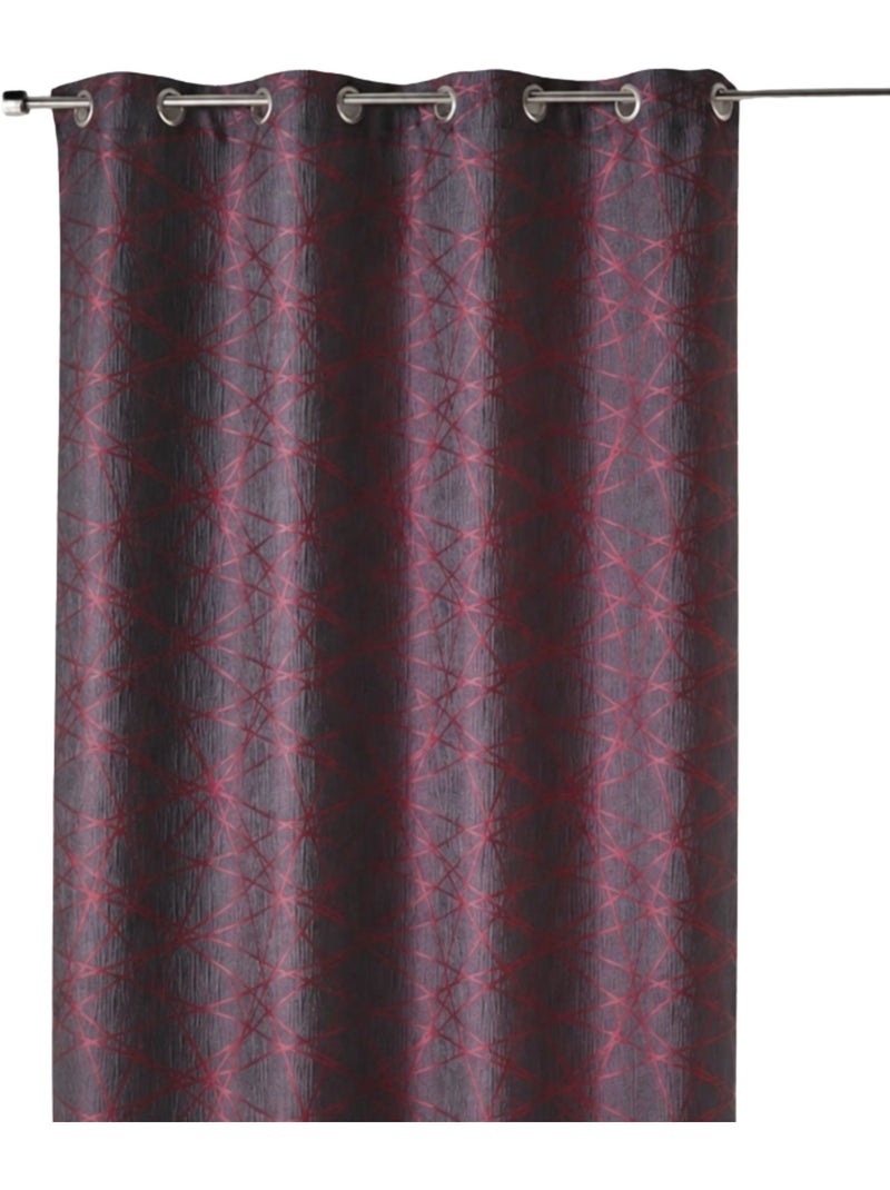Cortina jacquard translúcida com motivos geométricos Bordô - Kiabi
