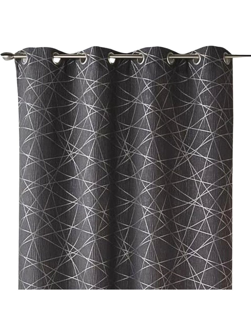 Cortina jacquard translúcida com motivos geométricos Cinza claro - Kiabi