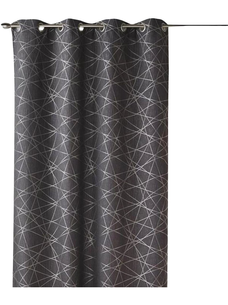 Cortina jacquard translúcida com motivos geométricos Cinza claro - Kiabi