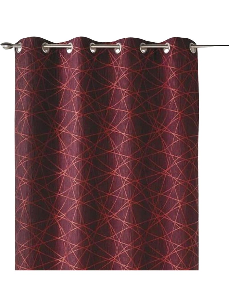 Cortina jacquard translúcida com motivos geométricos Rosa-framboesa - Kiabi