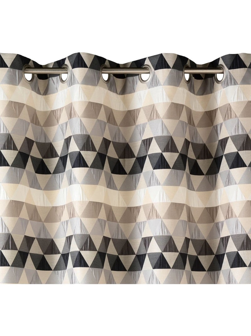 Cortina jacquard translúcida com motivos triangulares Cinza claro - Kiabi