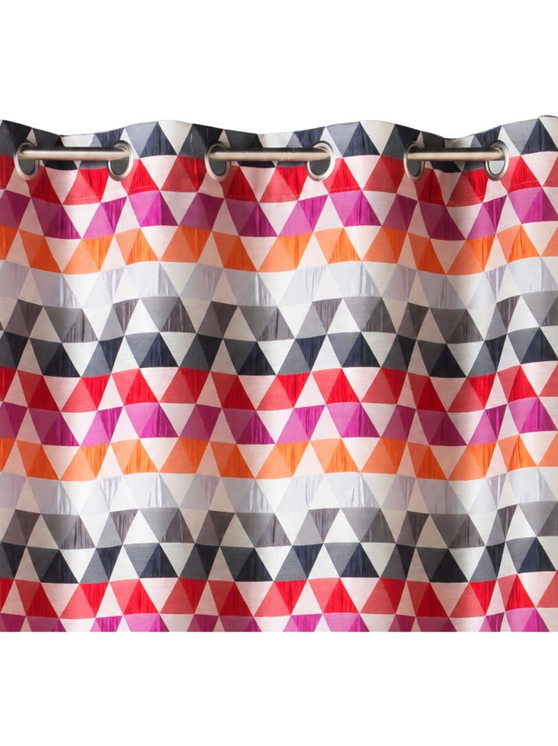 Cortina jacquard translúcida com motivos triangulares Laranja - Kiabi