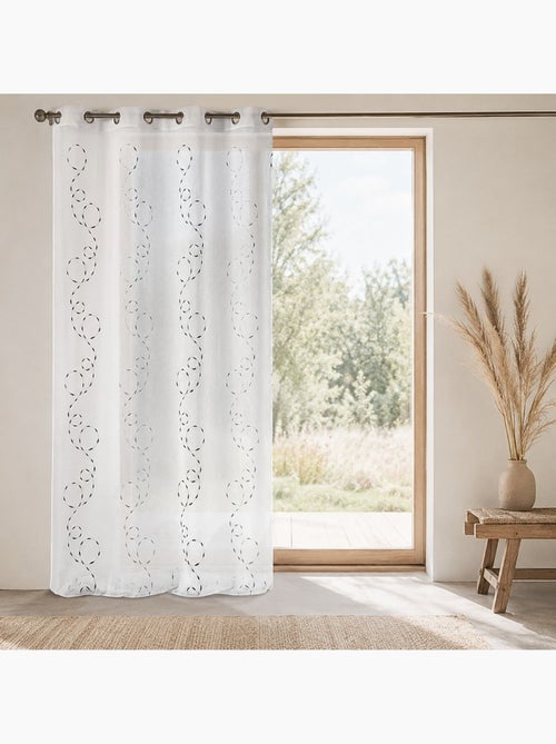 Cortina leve bordada com motivos decorativos - Kiabi